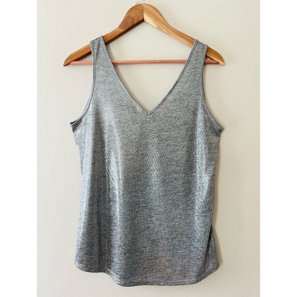 WHBM Sz S Oversized Metallic Tank Top V Neck Pullover Camisole Blouse Cami
